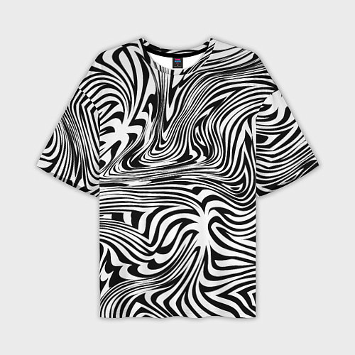 Мужская футболка оверсайз Сумасшедшая зебра Абстрактный узор с извилистыми л / 3D-принт – фото 1