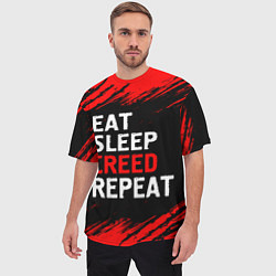 Футболка оверсайз мужская Eat Sleep Creed Repeat - Краски, цвет: 3D-принт — фото 2