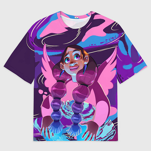 Мужская футболка оверсайз Розовый ангел с косами / 3D-принт – фото 1
