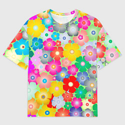 Мужская футболка оверсайз Цветочки фон