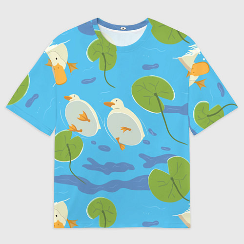 Мужская футболка оверсайз Утки под водой / 3D-принт – фото 1