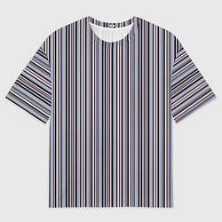 Футболка оверсайз мужская Розово-серый полосатый принт, цвет: 3D-принт