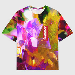 Мужская футболка оверсайз Красочный цветочный узор Лето Colorful Floral Patt