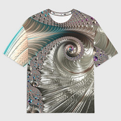 Футболка оверсайз мужская Fractal pattern Spiral Серебристый фрактал спираль, цвет: 3D-принт