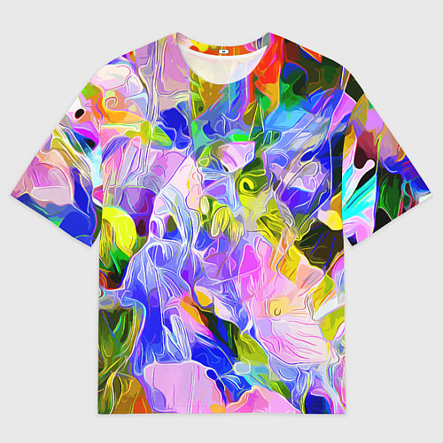 Мужская футболка оверсайз Красочный цветочный узор Весна - Лето 2023 Colorfu / 3D-принт – фото 1