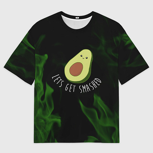 Мужская футболка оверсайз Авокадо зелёный огонь / 3D-принт – фото 1