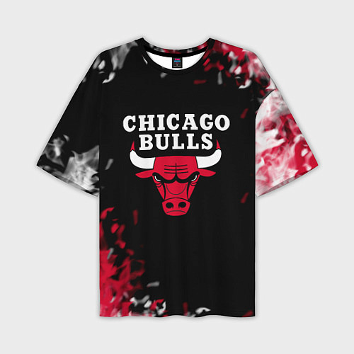 Мужская футболка оверсайз Чикаго Буллз Chicago Bulls Огонь / 3D-принт – фото 1