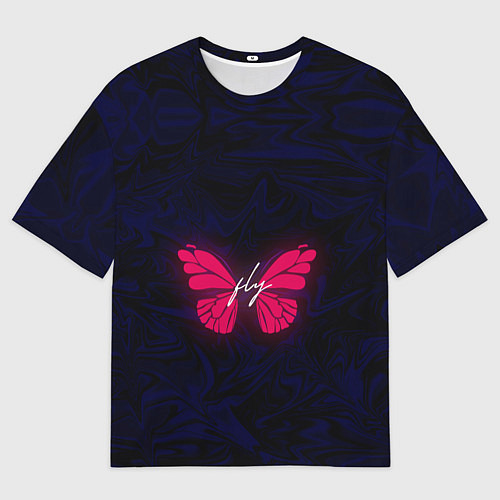 Мужская футболка оверсайз Бабочка неон FLY / 3D-принт – фото 1