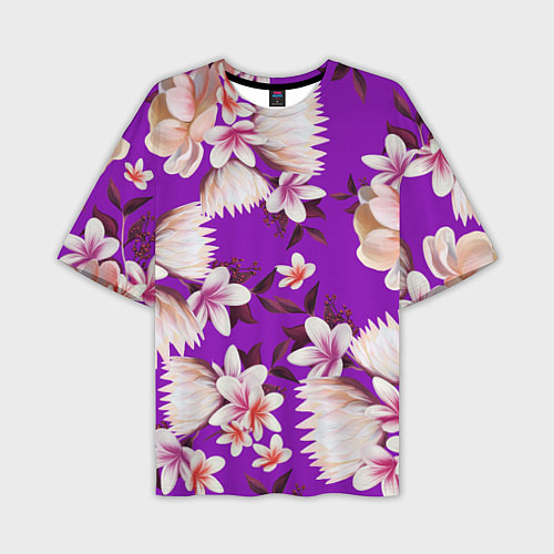 Мужская футболка оверсайз Цветы Фиолетовый Цветок / 3D-принт – фото 1
