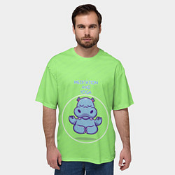 Футболка оверсайз мужская Бегемотик медитирует, цвет: 3D-принт — фото 2