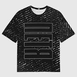 Мужская футболка оверсайз Имя Петя по-вертикали на темном фоне