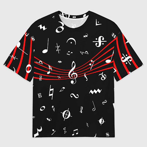 Мужская футболка оверсайз Нотные Знаки с Нотным Станом / 3D-принт – фото 1
