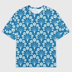 Мужская футболка оверсайз Векторные белые цветы