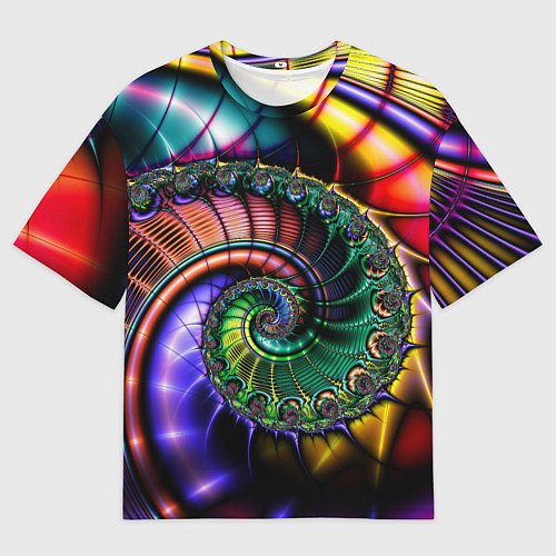 Мужская футболка оверсайз Красочная фрактальная спираль Colorful fractal spi / 3D-принт – фото 1