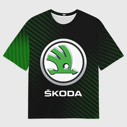 Мужская футболка оверсайз SKODA Карбон / 3D-принт – фото 1