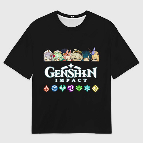 Мужская футболка оверсайз Персонажи игры Genshin Impact / 3D-принт – фото 1
