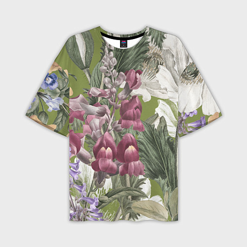 Мужская футболка оверсайз Цветы Ностальгический Весенний Узор / 3D-принт – фото 1