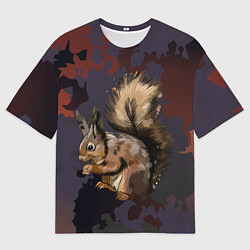 Мужская футболка оверсайз Белка пушистый хвост