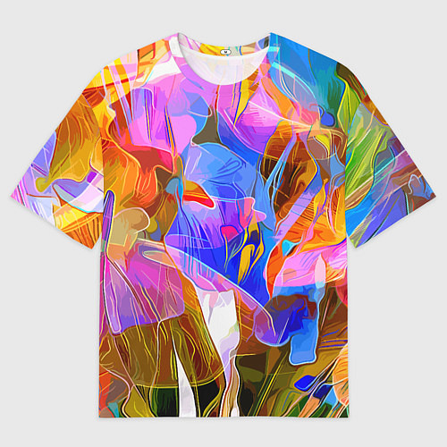 Мужская футболка оверсайз Красочный цветочный паттерн Лето Colorful floral p / 3D-принт – фото 1