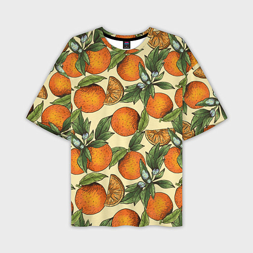Мужская футболка оверсайз Узор Апельсиновое настроение / 3D-принт – фото 1