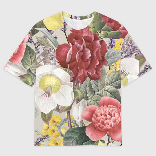 Мужская футболка оверсайз Цветы Красочный Садовый Букет / 3D-принт – фото 1