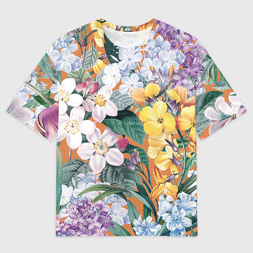 Мужская футболка оверсайз Цветы Красочный Лакфиоль / 3D-принт – фото 1