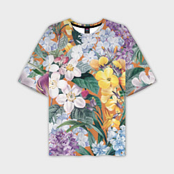 Мужская футболка оверсайз Цветы Красочный Лакфиоль