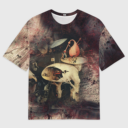 Мужская футболка оверсайз Иероним Босх Сад земных наслаждений Фрагмент Hiero / 3D-принт – фото 1