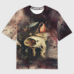Мужская футболка оверсайз Иероним Босх Сад земных наслаждений Фрагмент Hiero