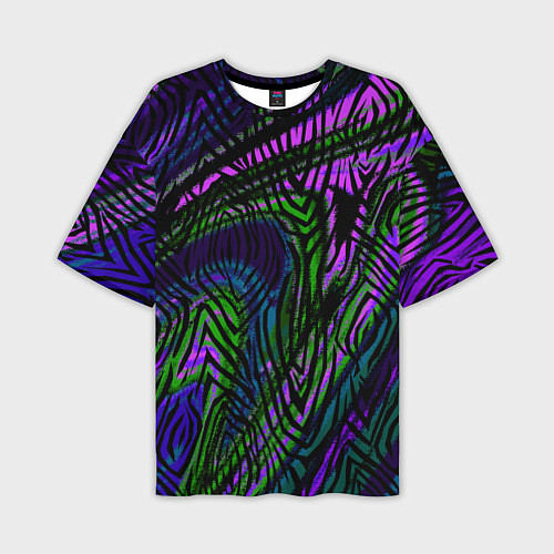 Мужская футболка оверсайз Абстрактный современный тигровый узор / 3D-принт – фото 1