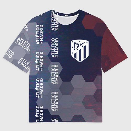 Мужская футболка оверсайз ATLETICO MADRID - Соты / 3D-принт – фото 1