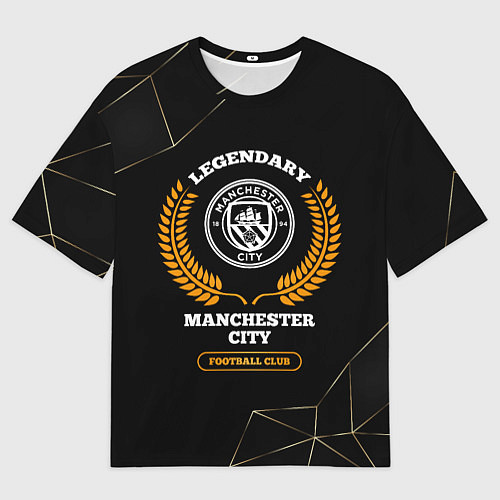 Мужская футболка оверсайз Лого Manchester City и надпись Legendary Football / 3D-принт – фото 1