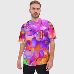 Футболка оверсайз мужская Красочный цветочный паттерн Лето Colorful Floral P, цвет: 3D-принт — фото 2