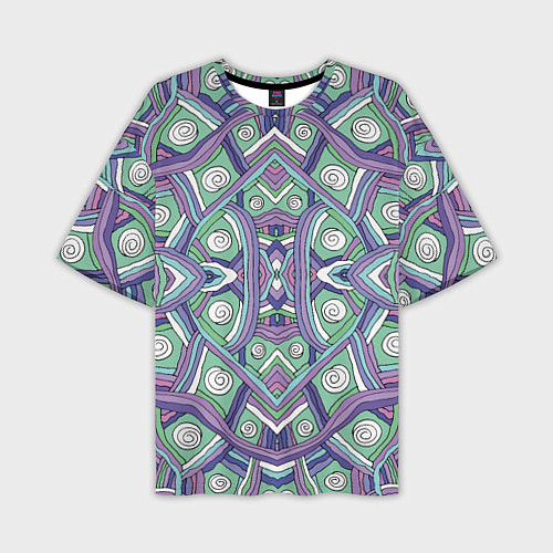 Мужская футболка оверсайз Абстрактный разноцветный принт в дудл стиле / 3D-принт – фото 1