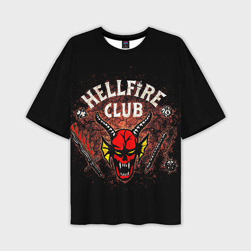 Мужская футболка оверсайз Hellfire club / 3D-принт – фото 1