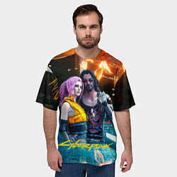 Футболка оверсайз мужская Cyberpunk2077 Johnny Vi girl, цвет: 3D-принт — фото 2