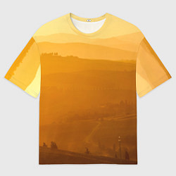 Мужская футболка оверсайз Закат в пригороде