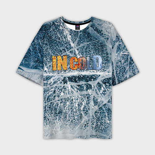 Мужская футболка оверсайз IN COLD horizontal logo with ice / 3D-принт – фото 1