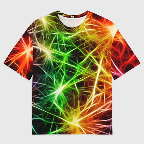 Мужская футболка оверсайз РАЗНОЦВЕТНЫЙ САЛЮТ / 3D-принт – фото 1