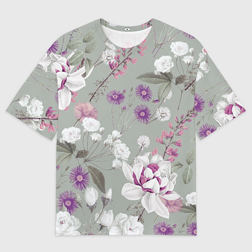 Мужская футболка оверсайз Цветы Романтический Сад / 3D-принт – фото 1
