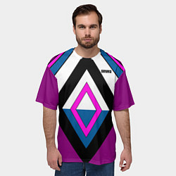 Футболка оверсайз мужская Геометрические фигуры в бордовых и розовый тонах с, цвет: 3D-принт — фото 2