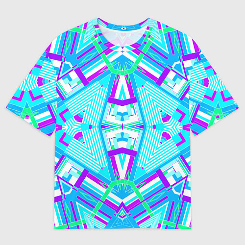 Мужская футболка оверсайз Геометрический орнамент в голубых тонах / 3D-принт – фото 1