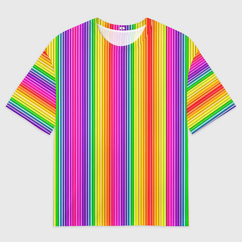 Мужская футболка оверсайз ЦВЕТНЫЕ РАДУЖНЫЕ ЛИНИИ / 3D-принт – фото 1