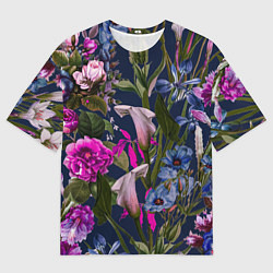 Мужская футболка оверсайз Цветы Таинственные