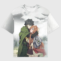 Мужская футболка оверсайз НАОФУМИ И РАФТАЛИЯ ВОСХОЖДЕНИЕ ГЕРОЯ ЩИТА