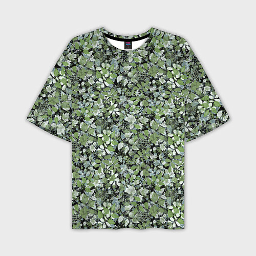 Мужская футболка оверсайз Летний лесной камуфляж в зеленых тонах / 3D-принт – фото 1