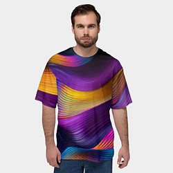 Футболка оверсайз мужская Абстрактная волновая композиция Неоновые полосы Ab, цвет: 3D-принт — фото 2