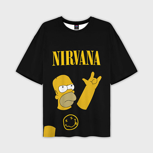 Мужская футболка оверсайз NIRVANA ГОМЕР СИМПСОН, SIMPSONS / 3D-принт – фото 1