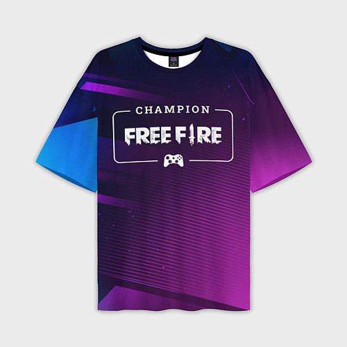 Мужская футболка оверсайз Free Fire Gaming Champion: рамка с лого и джойстик / 3D-принт – фото 1