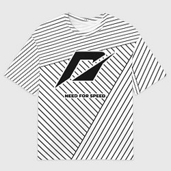 Футболка оверсайз мужская Символ Need for Speed на светлом фоне с полосами, цвет: 3D-принт